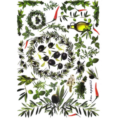 Plum decoupage paper olives 996-0115 / A3