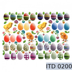 Easter decoupage paper with Easter eggs and chickens