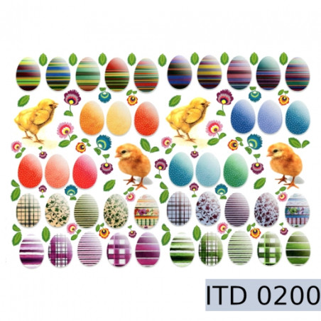 Easter decoupage paper with Easter eggs and chickens