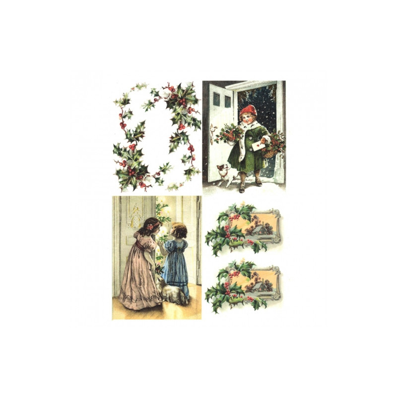 Rice decoupage paper christmas kids A4 ITD R768