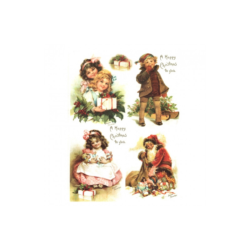 Papier ryżowy do decoupage boże narodzenie dzieci A4 ITD R774 - sklep