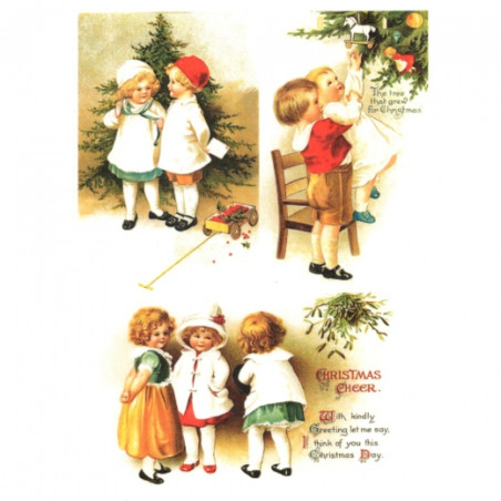 Rice decoupage paper christmas kids A4 ITD R773