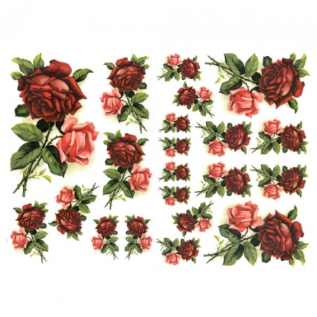 Papier do decoupage A3 ITD 0331 kwiaty róże - sklep plastyczny - szał