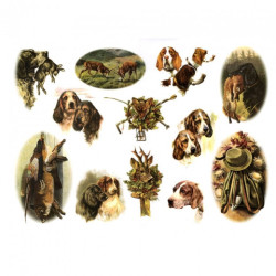 Decoupage paper A3 ITD 0339 hunting dogs