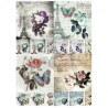 Papier ryżowy do decoupage wieża eiffla motyl A4 ITD R741- sklep plast
