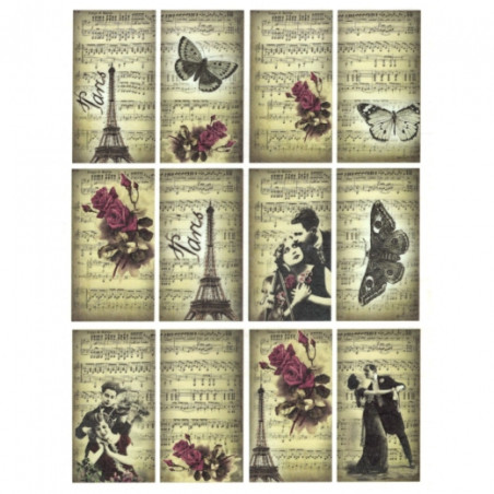 Rice decoupage paper retro paris butterflies A4 ITD R538