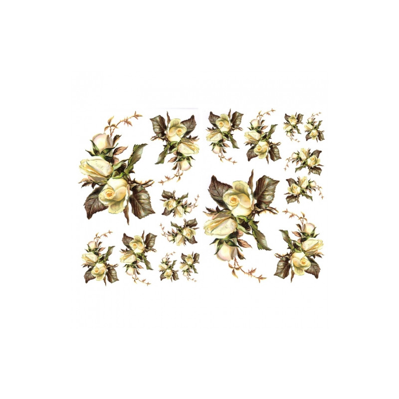 Papier do decoupage A3 ITD 0351 biała róża - sklep plastyczny - szał d