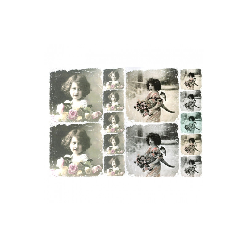 Decoupage paper vintage baby flowers A3 ITD 0360