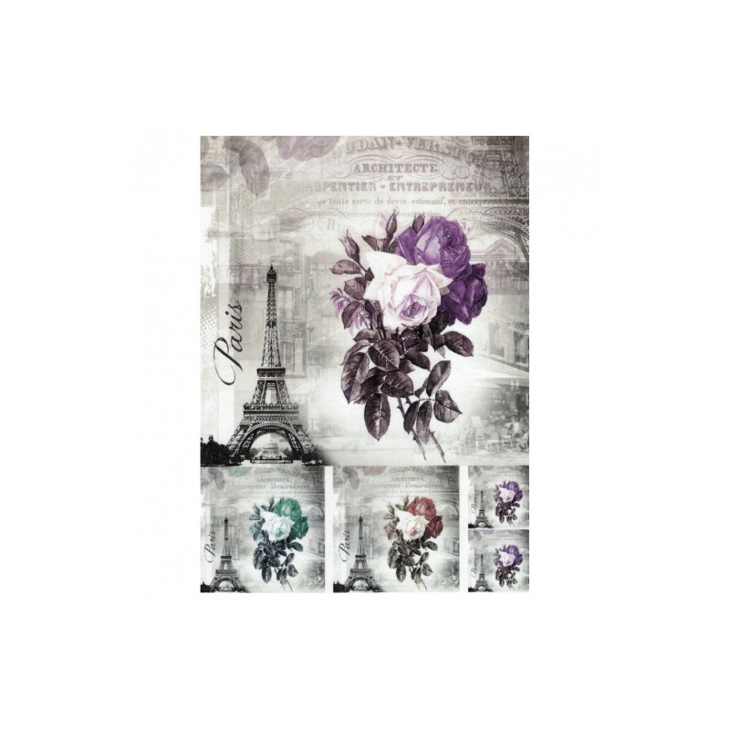 Papier ryżowy do decoupage wieża eiffla róże A4 ITD R740- sklep plasty