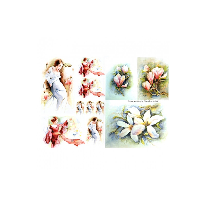 Decoupage paper A3 ITD 0368 woman flowers