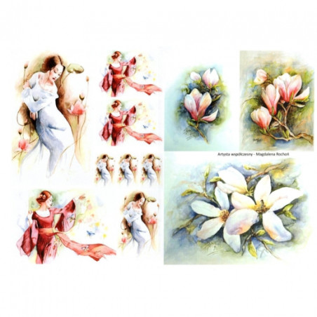 Papier do decoupage A3 ITD 0368 kobieta kwiaty - sklep plastyczny - sz