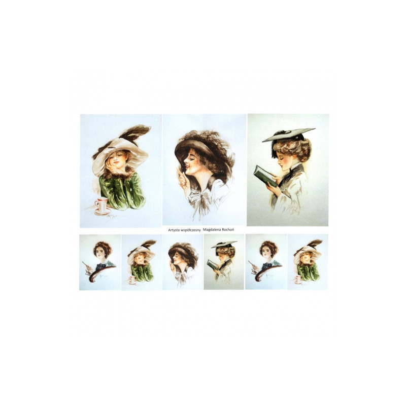 Papier do decoupage A3 ITD 0374 kobieta portret - sklep plastyczny - s