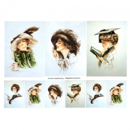 Decoupage paper A3 ITD 0374 woman portrait