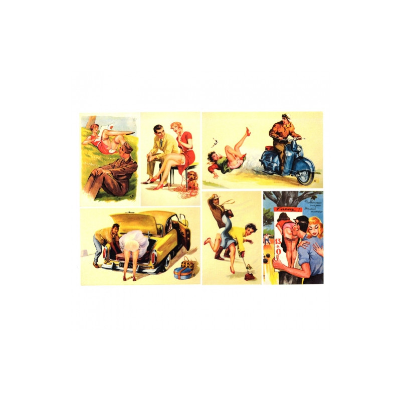 Papier do decoupage A3 ITD 0379 retro old postcards - sklep plastyczny