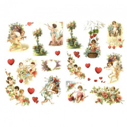 Decoupage paper A3 ITD 0380 heart cupids