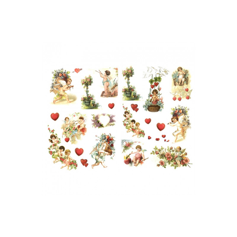 Decoupage paper A3 ITD 0380 heart cupids