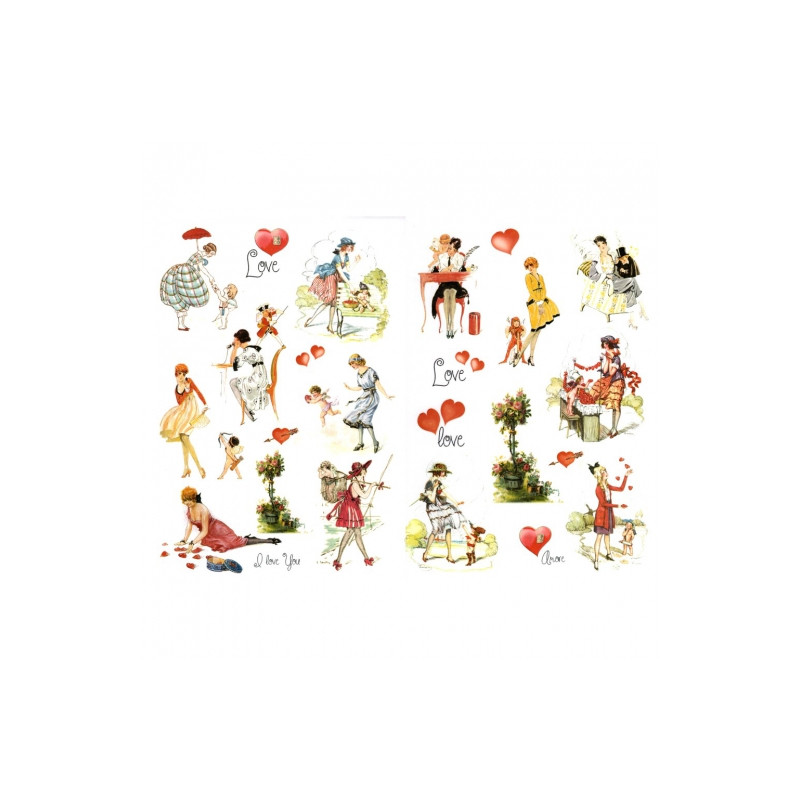 Decoupage paper A3 ITD 0381 hearts in love