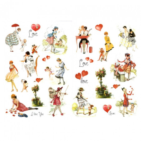 Papier do decoupage A3 ITD 0381 zakochani serca - sklep plastyczny - s