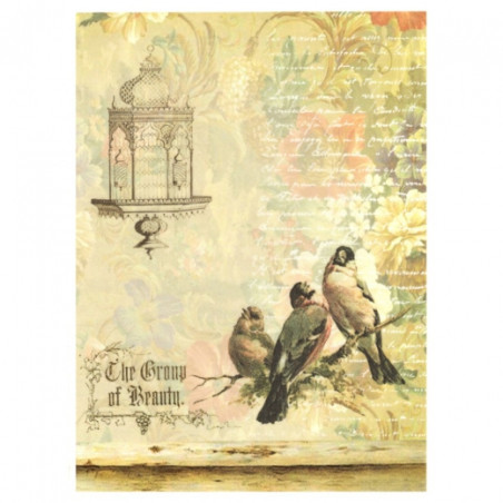 Rice decoupage paper birds letter flowers A4 ITD R705
