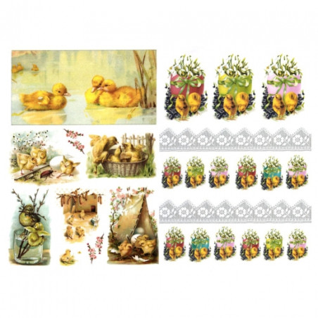 Papier do decoupage A3 ITD 0386 wielkanoc pisklaki - sklep plastyczny
