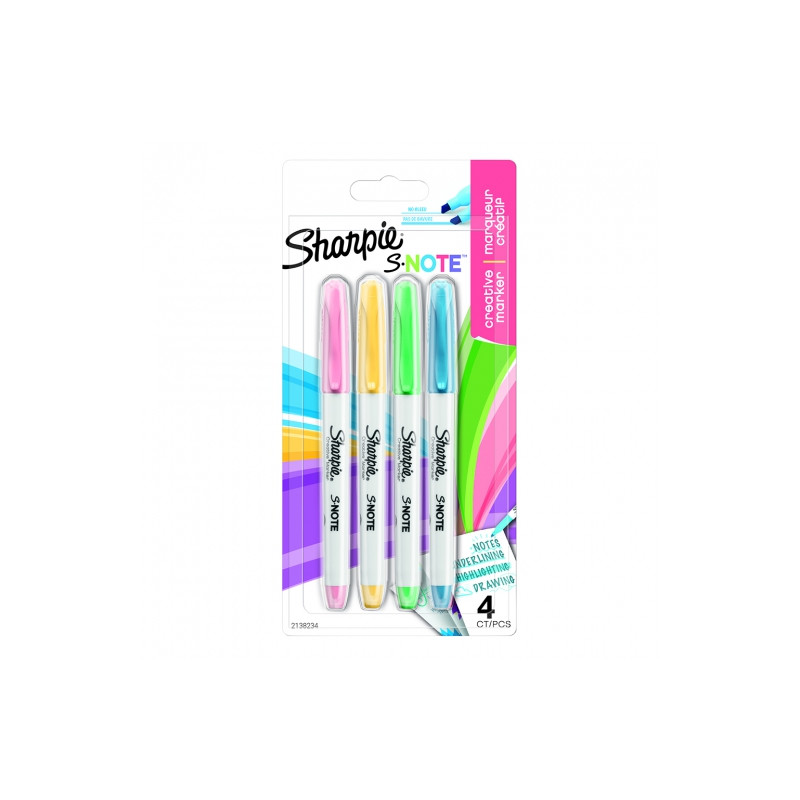 Sharpie s-note zestaw zakreślaczy 4 sztuki - sklep plastyczny - szał d