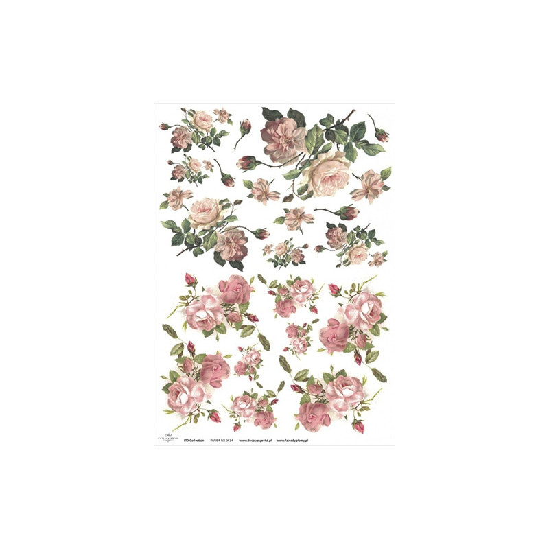 Decoupage paper A3 ITD 0387 pink roses