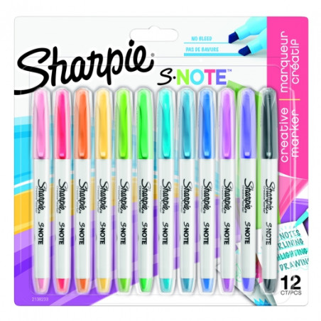Sharpie s-note zestaw zakreślaczy 12 sztuk - sklep plastyczny - szał d
