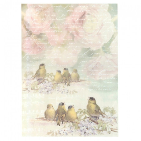 Papier do decoupage A3 ITD 0485 ptaki kwiaty - sklep plastyczny - szał