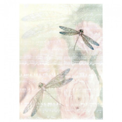 Decoupage paper A3 ITD 0487 dragonfly flowers