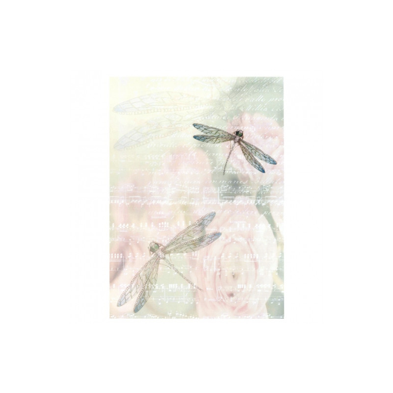 Decoupage paper A3 ITD 0487 dragonfly flowers