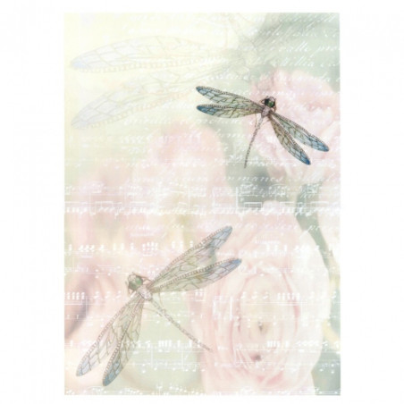 Decoupage paper A3 ITD 0487 dragonfly flowers