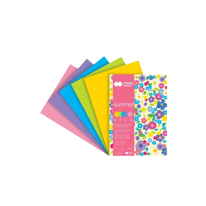 Blok Happy Color deco summer 5 kolorów A4 170 g 20 ark - sklep plastyc