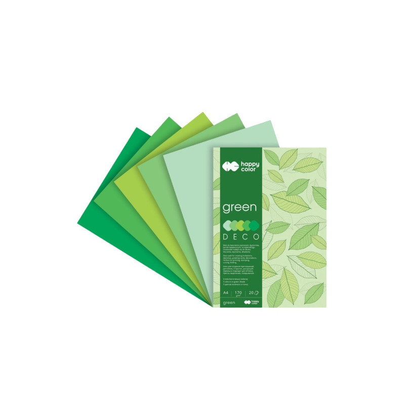 Blok Happy Color deco green 5 kolorów A4 170 g 20 ark - sklep plastycz