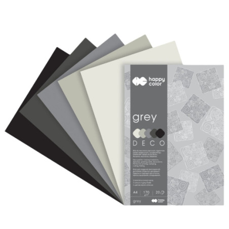 Blok Happy Color deco grey 5 kolorów A4 170 g 20 ark - sklep plastyczn