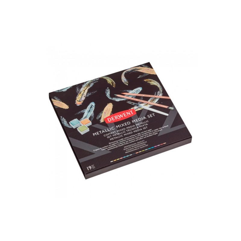 Derwent metallic mixed media zestaw metalicznych farb i kredek - sklep