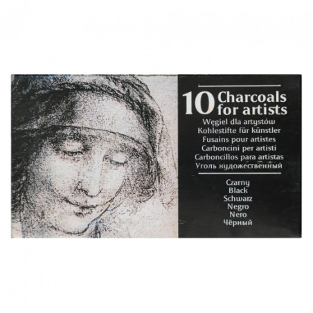 Renesans drawing charcoal in bars black 10 pieces
