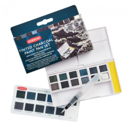 Derwent tinted charcoal paint pan set półkostki - 12 kolorów - sklep p