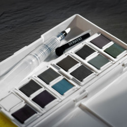 Derwent tinted charcoal paint pan set half-cubes - 12 colors