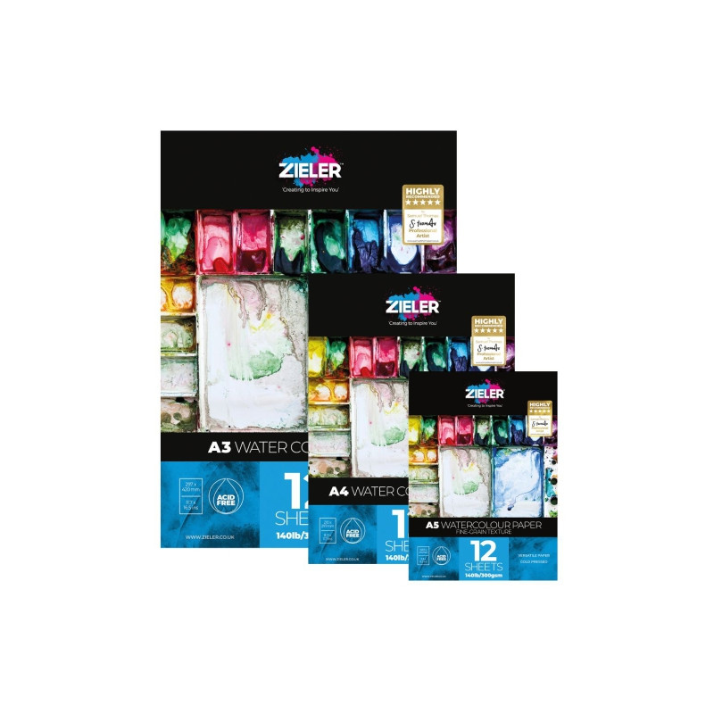 Zieler blok watercolour a4 300g 12ark klejony - sklep plastyczny - sza