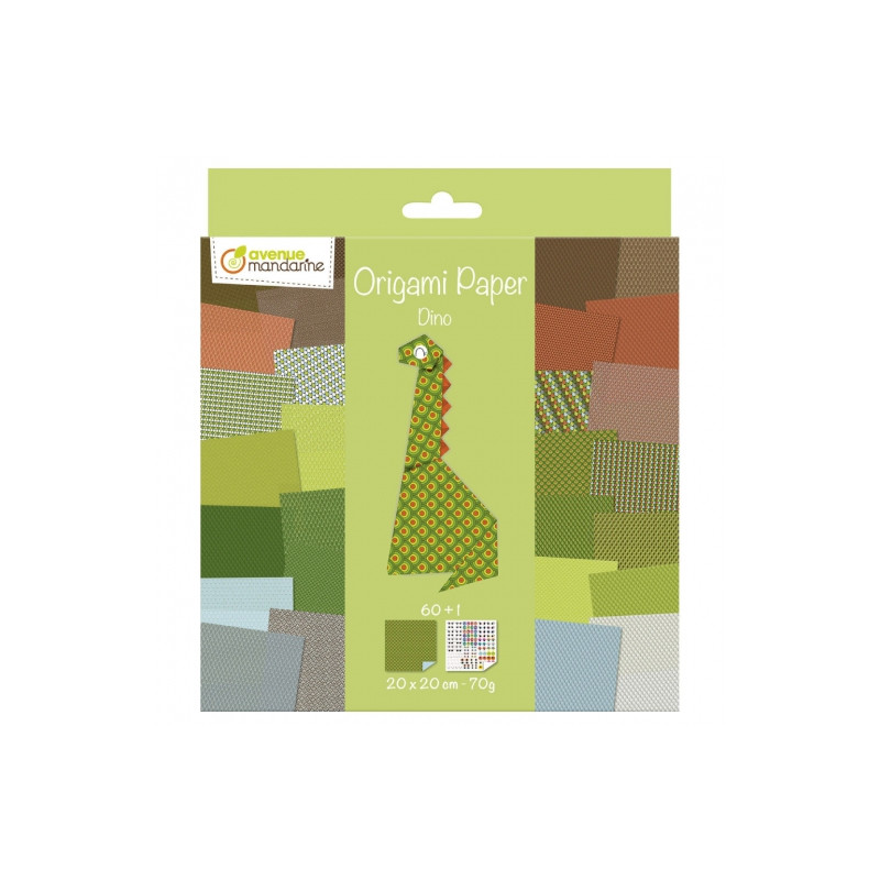 Avenue mandarine dino papier do origami 20x20 60k 70g - sklep plastycz
