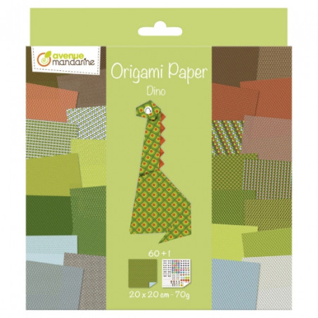 Avenue mandarine dino papier do origami 20x20 60k 70g - sklep plastycz