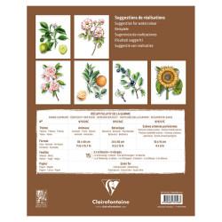 Blok Clairefontaine botanical akwarelowy z gotowym szkicem 24x30cm 300