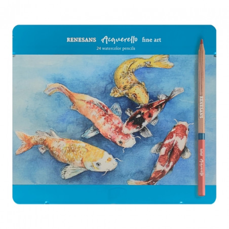Renesans acquerello zestaw 24 kredek akwarelowych w metalowej kasecie
