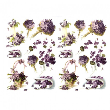 Decoupage paper A3 ITD 0346 flowers violets