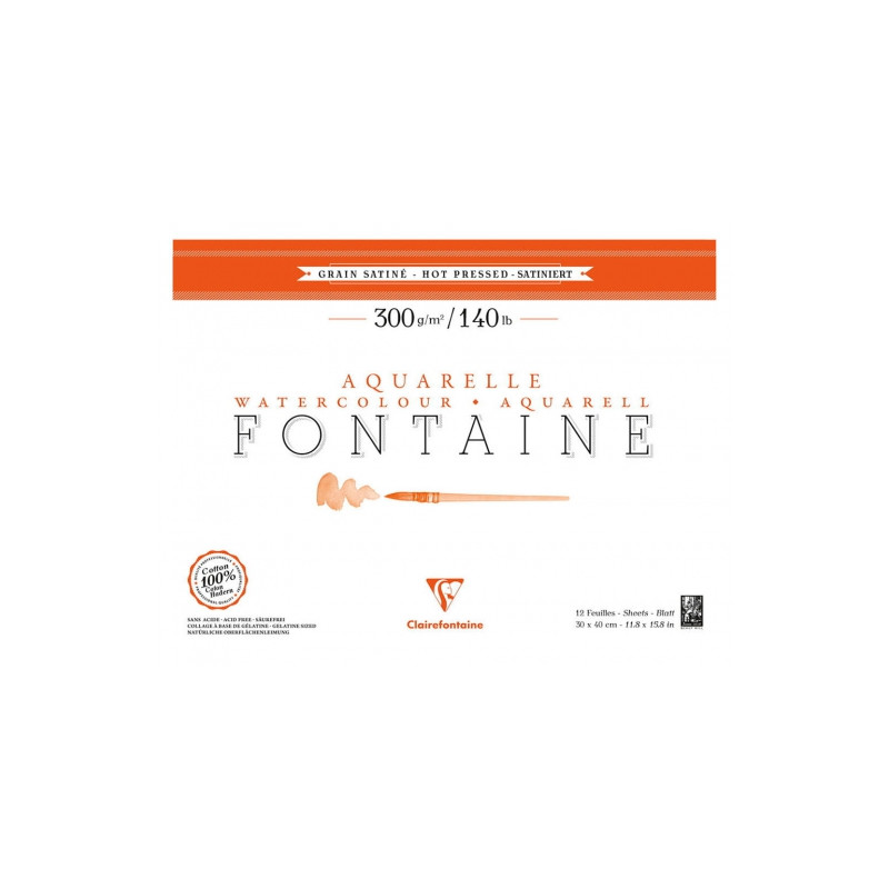 Block Clairefontaine watercolour fontaine grain satine 300g 20ark