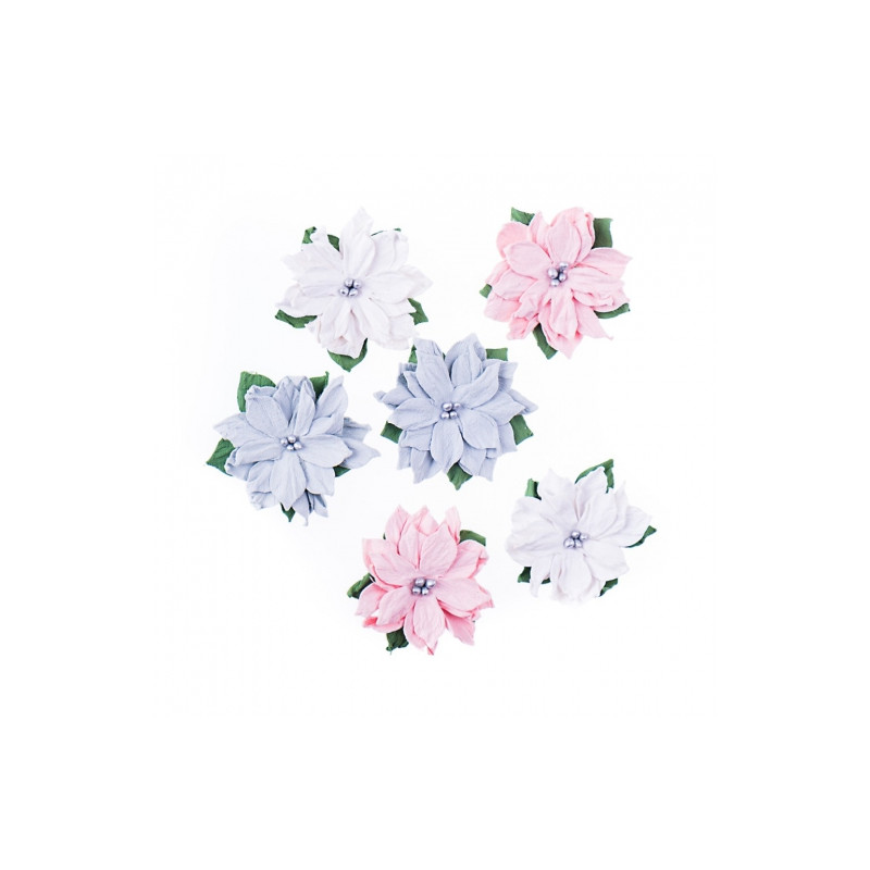 DP Craft poinsettia paper flower frosty pastels 5cm 6pcs