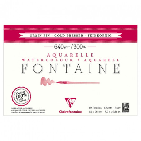 Blok Clairefontaine watercolour fontaine grain fin 640g 10ark