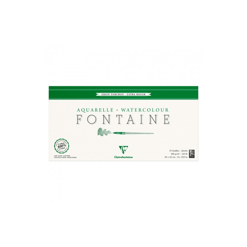 Blok Clairefontaine watercolour fontaine torchon 20x40cm 300g 15ark