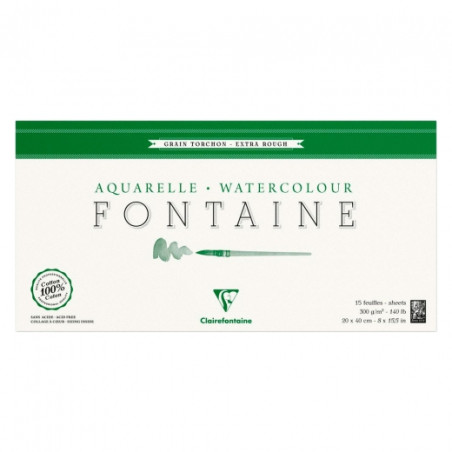 Blok Clairefontaine watercolour fontaine torchon 20x40cm 300g 15ark