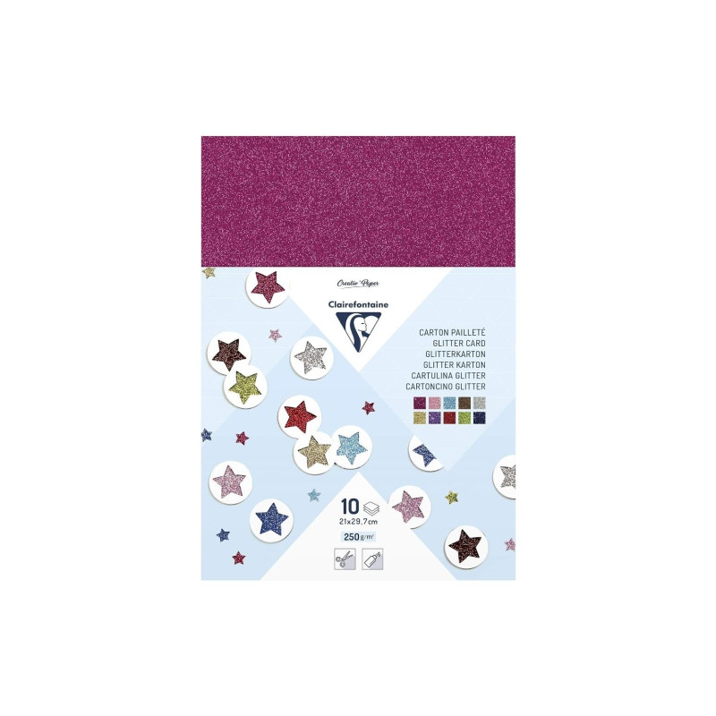 Clairefontaine glitter card 21x29,70cm 10 sheets